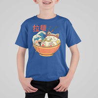Funny Cat Ramen T Shirt For Kid Cute Japanese Sushi Kitty Eating Noodles - Wonder Print Shop