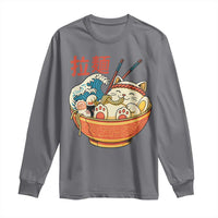 Funny Cat Ramen Long Sleeve Shirt Cute Japanese Sushi Kitty Eating Noodles - Wonder Print Shop