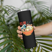 Funny Cat Ramen Skinny Tumbler Cute Japanese Sushi Kitty Eating Noodles