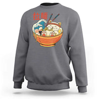 Funny Cat Ramen Sweatshirt Cute Japanese Sushi Kitty Eating Noodles - Wonder Print Shop
