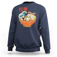Funny Cat Ramen Sweatshirt Cute Japanese Sushi Kitty Eating Noodles - Wonder Print Shop