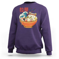 Funny Cat Ramen Sweatshirt Cute Japanese Sushi Kitty Eating Noodles - Wonder Print Shop