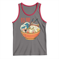Funny Cat Ramen Tank Top Cute Japanese Sushi Kitty Eating Noodles - Wonder Print Shop