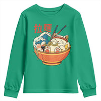 Funny Cat Ramen Youth Sweatshirt Cute Japanese Sushi Kitty Eating Noodles - Wonder Print Shop