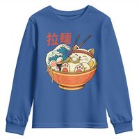 Funny Cat Ramen Youth Sweatshirt Cute Japanese Sushi Kitty Eating Noodles - Wonder Print Shop