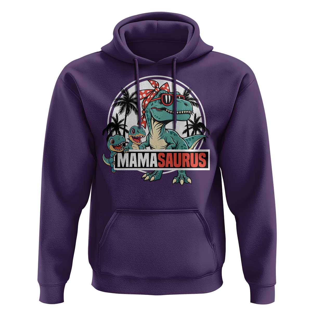 Mamasaurus Dinosaur Hoodie Funny Grandma Saurus Family Matching - Wonder Print Shop