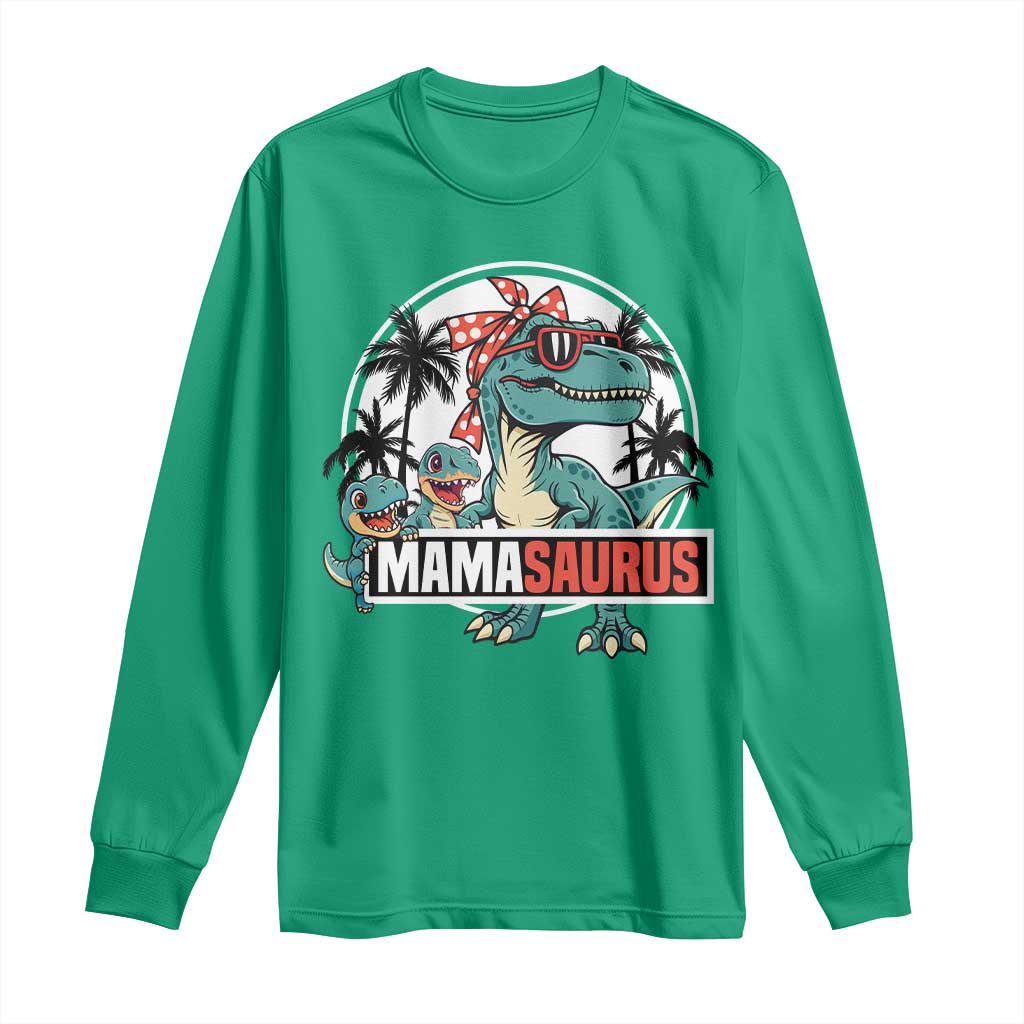 Mamasaurus Dinosaur Long Sleeve Shirt Funny Grandma Saurus Family Matching - Wonder Print Shop