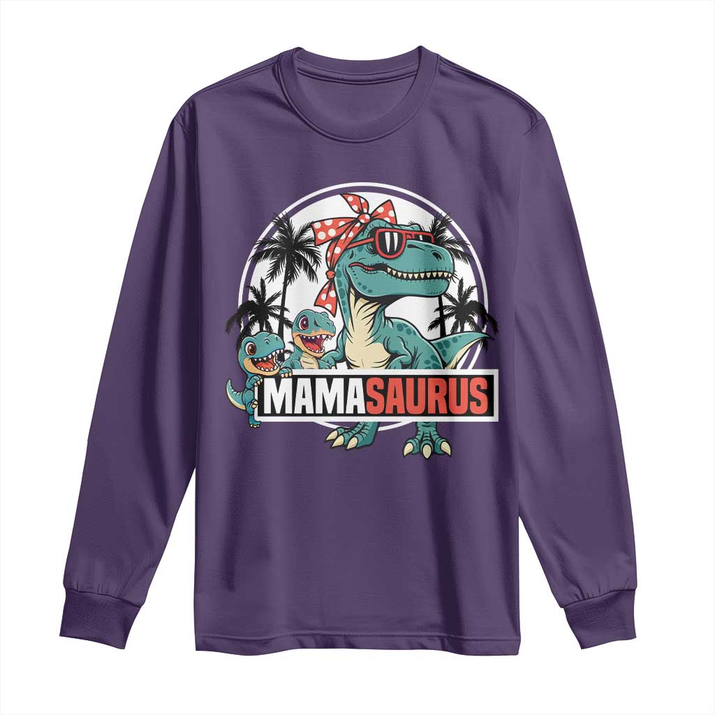Mamasaurus Dinosaur Long Sleeve Shirt Funny Grandma Saurus Family Matching - Wonder Print Shop