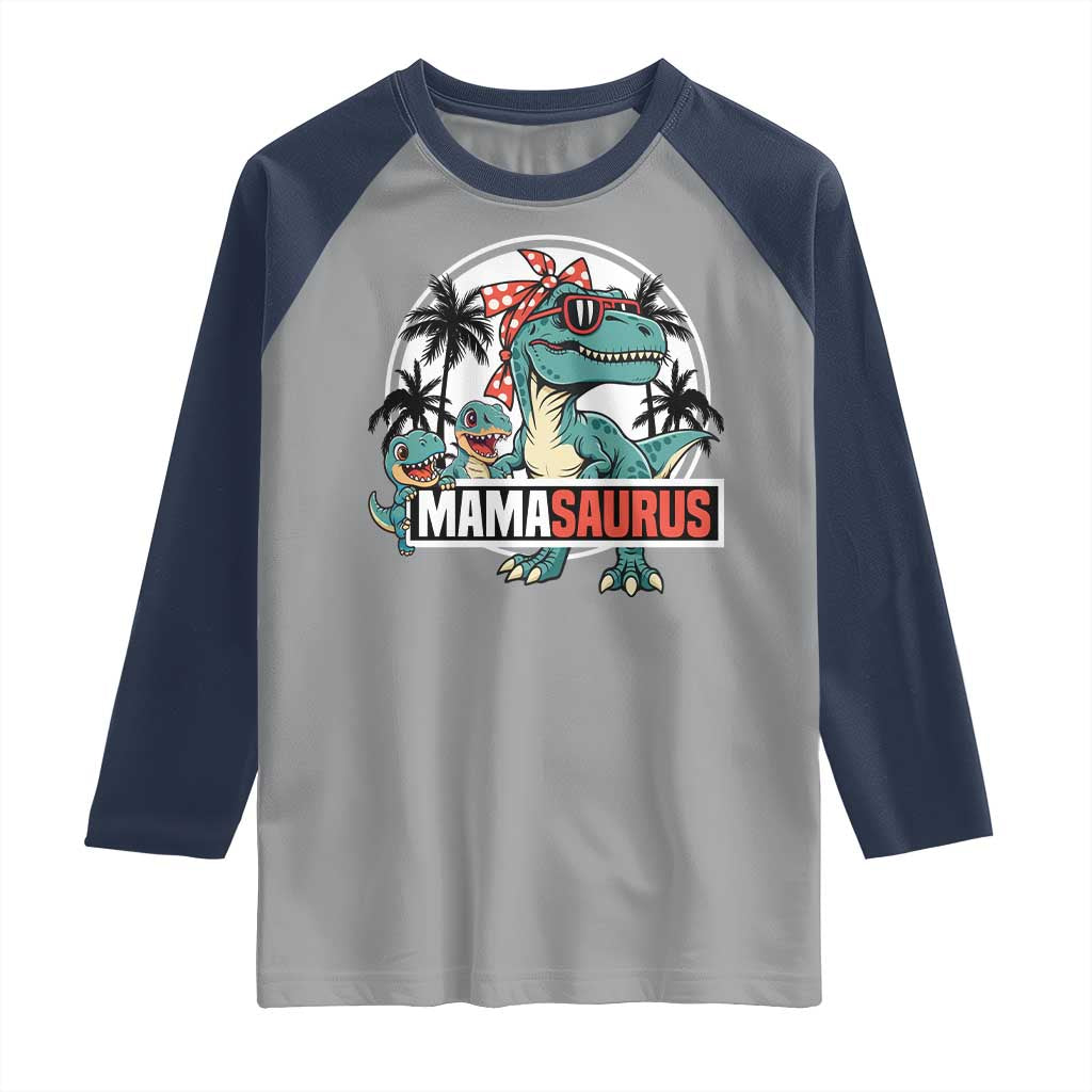 Mamasaurus Dinosaur Raglan Shirt Funny Grandma Saurus Family Matching - Wonder Print Shop
