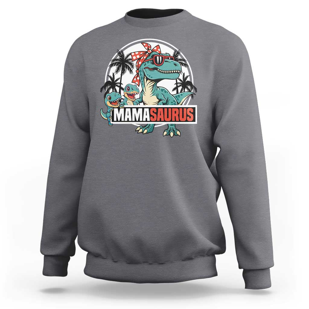 Mamasaurus Dinosaur Sweatshirt Funny Grandma Saurus Family Matching - Wonder Print Shop