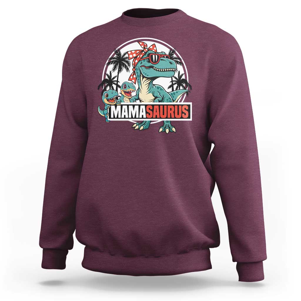 Mamasaurus Dinosaur Sweatshirt Funny Grandma Saurus Family Matching - Wonder Print Shop