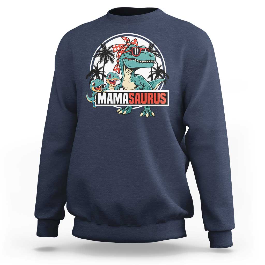 Mamasaurus Dinosaur Sweatshirt Funny Grandma Saurus Family Matching - Wonder Print Shop