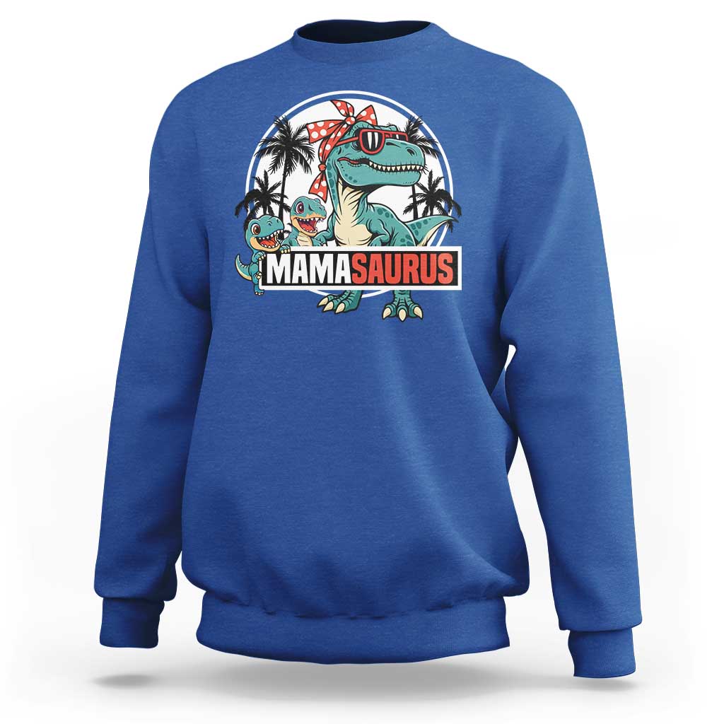 Mamasaurus Dinosaur Sweatshirt Funny Grandma Saurus Family Matching - Wonder Print Shop