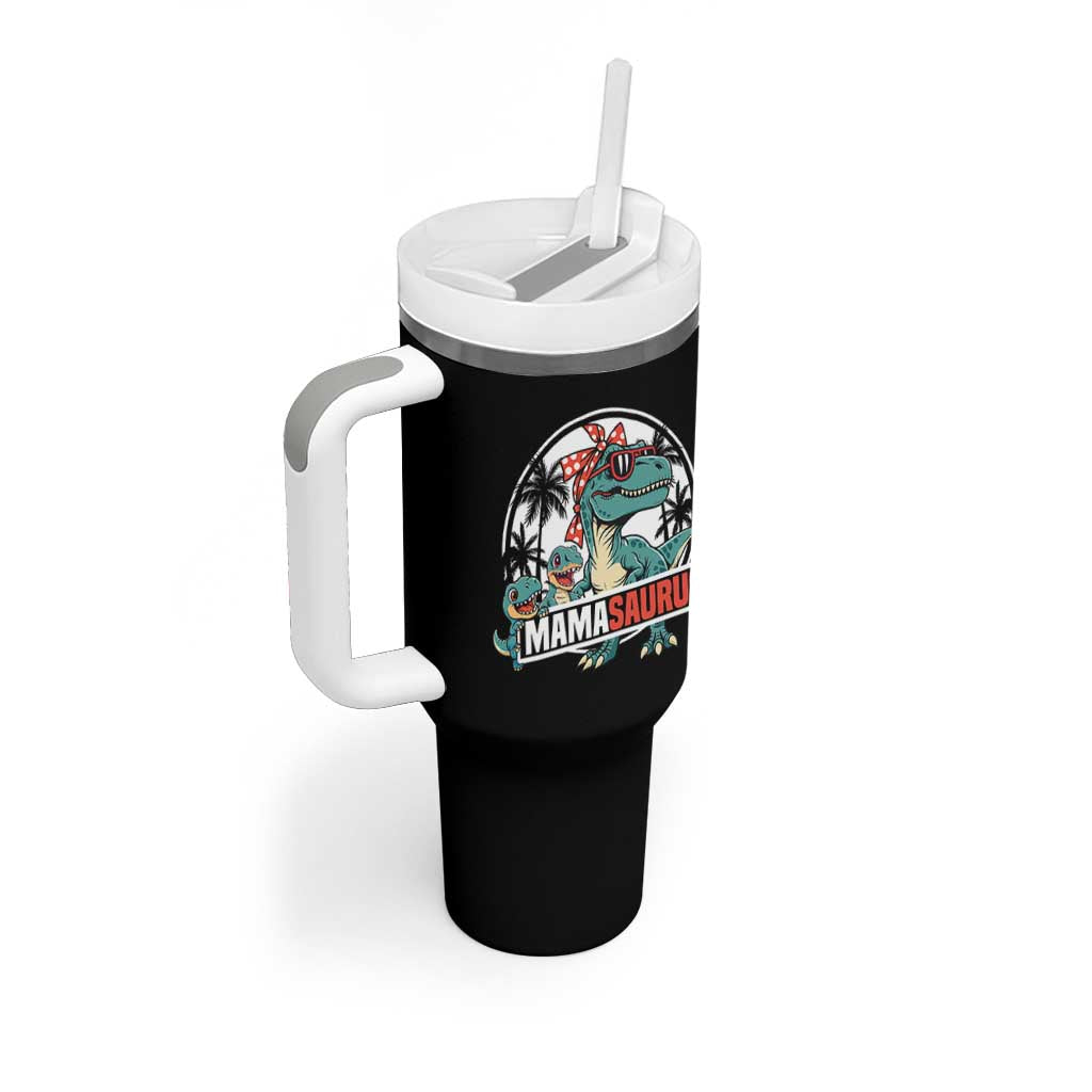 Mamasaurus Dinosaur Tumbler With Handle Funny Grandma Saurus Family Matching