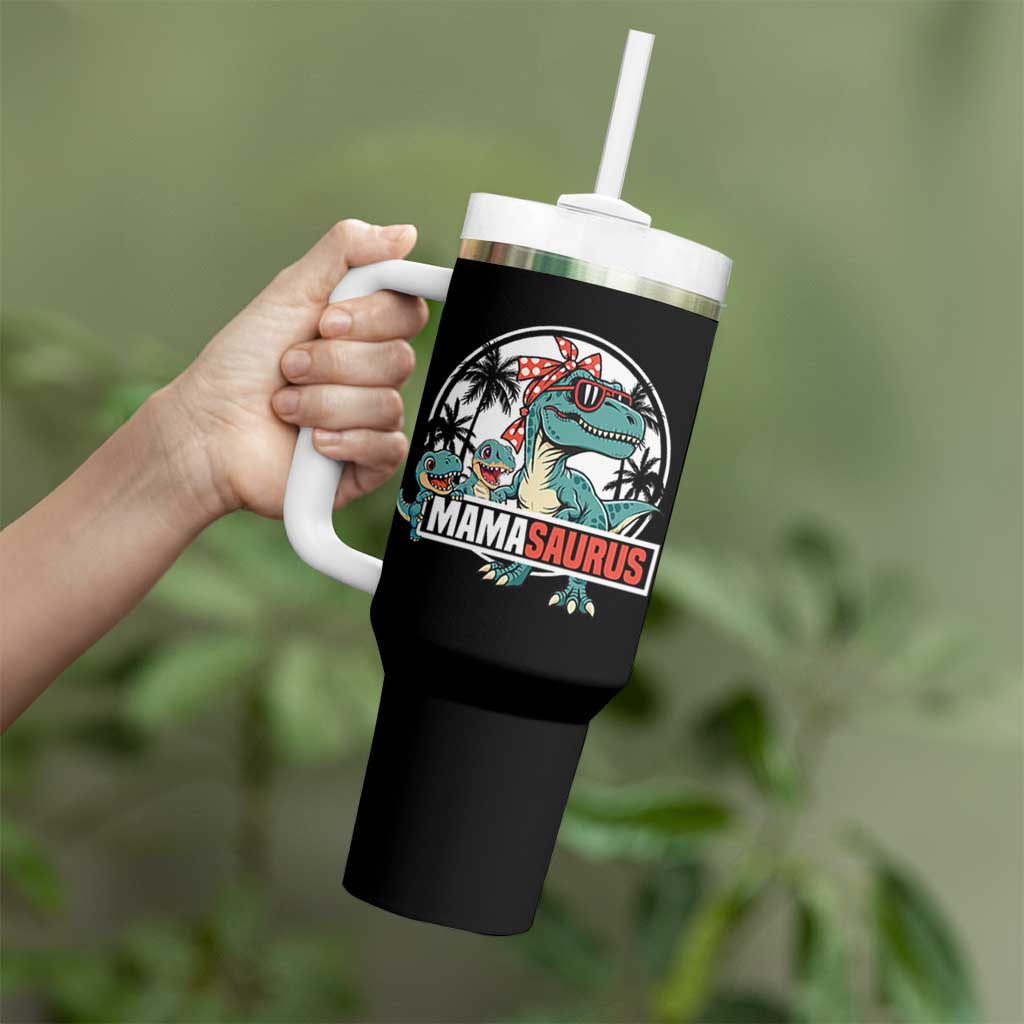 Mamasaurus Dinosaur Tumbler With Handle Funny Grandma Saurus Family Matching