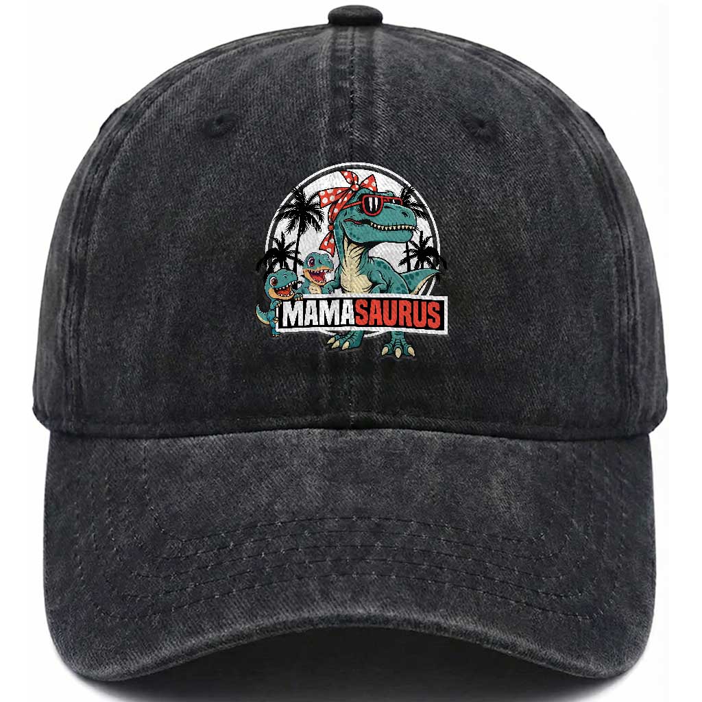 Mamasaurus Dinosaur Washed Cotton Baseball Cap Funny Grandma Saurus Family Matching