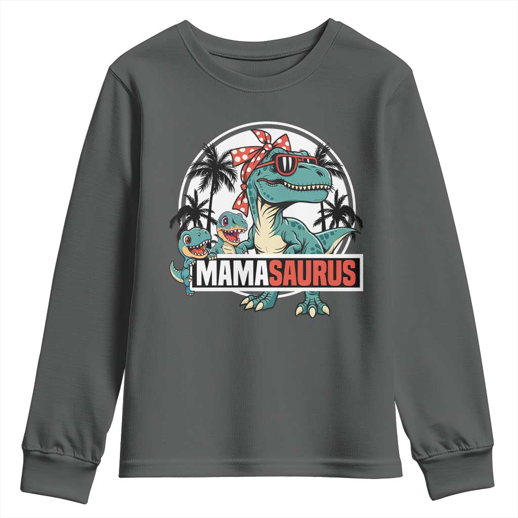 Mamasaurus Dinosaur Youth Sweatshirt Funny Grandma Saurus Family Matching - Wonder Print Shop