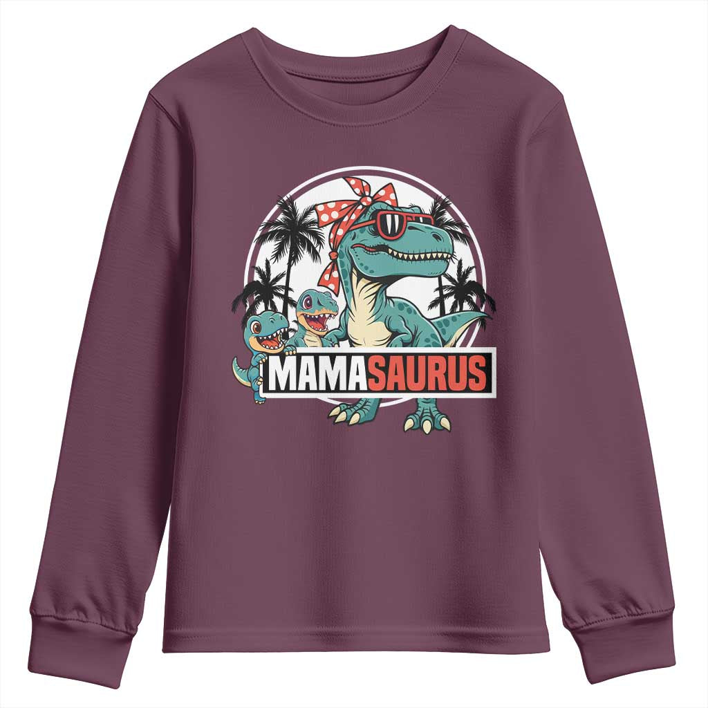 Mamasaurus Dinosaur Youth Sweatshirt Funny Grandma Saurus Family Matching - Wonder Print Shop