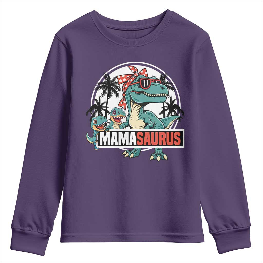 Mamasaurus Dinosaur Youth Sweatshirt Funny Grandma Saurus Family Matching - Wonder Print Shop