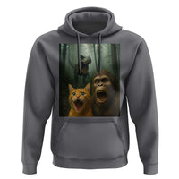 Cat Bigfoot Selfie With Dinosaur Hoodie Funny Surprised Scared Sasquatch Cat - Wonder Print Shop