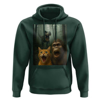 Cat Bigfoot Selfie With Dinosaur Hoodie Funny Surprised Scared Sasquatch Cat - Wonder Print Shop