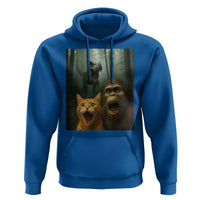 Cat Bigfoot Selfie With Dinosaur Hoodie Funny Surprised Scared Sasquatch Cat - Wonder Print Shop