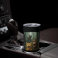 Cat Bigfoot Selfie With Dinosaur Tumbler Cup Funny Surprised Scared Sasquatch Cat