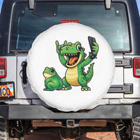 Funny Dinosaur Frog Selfie Spare Tire Cover Rock On Hand - Wonder Print Shop
