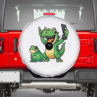 Funny Dinosaur Frog Selfie Spare Tire Cover Rock On Hand - Wonder Print Shop