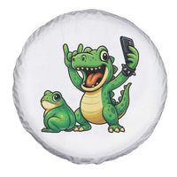 Funny Dinosaur Frog Selfie Spare Tire Cover Rock On Hand - Wonder Print Shop