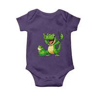 Funny Dinosaur Frog Selfie Baby Onesie Rock On Hand - Wonder Print Shop