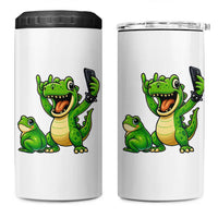 Funny Dinosaur Frog Selfie 4 in 1 Can Cooler Tumbler Rock On Hand