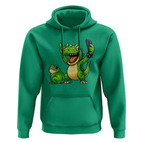 Funny Dinosaur Frog Selfie Hoodie Rock On Hand - Wonder Print Shop