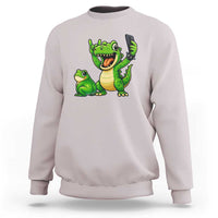 Funny Dinosaur Frog Selfie Sweatshirt Rock On Hand - Wonder Print Shop