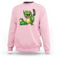 Funny Dinosaur Frog Selfie Sweatshirt Rock On Hand - Wonder Print Shop