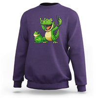 Funny Dinosaur Frog Selfie Sweatshirt Rock On Hand - Wonder Print Shop