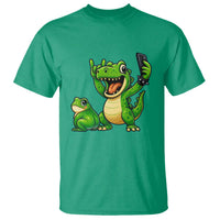 Funny Dinosaur Frog Selfie T Shirt Rock On Hand - Wonder Print Shop