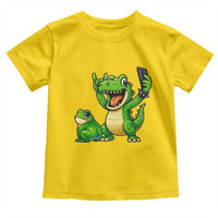 Funny Dinosaur Frog Selfie Toddler T Shirt Rock On Hand - Wonder Print Shop