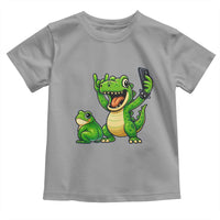 Funny Dinosaur Frog Selfie Toddler T Shirt Rock On Hand - Wonder Print Shop