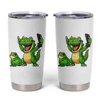 Funny Dinosaur Frog Selfie Tumbler Cup Rock On Hand