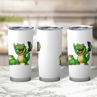 Funny Dinosaur Frog Selfie Tumbler Cup Rock On Hand