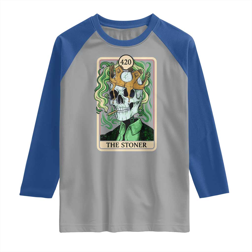 Skeleton Smokes Raglan Shirt The Stoner Weed Lover Cannabis 420 - Wonder Print Shop