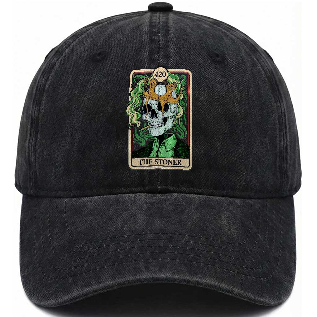 Skeleton Smokes Washed Cotton Baseball Cap The Stoner Weed Lover Cannabis 420