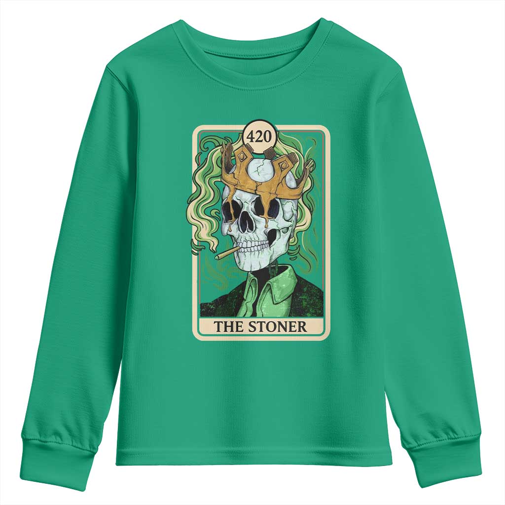 Skeleton Smokes Youth Sweatshirt The Stoner Weed Lover Cannabis 420 - Wonder Print Shop