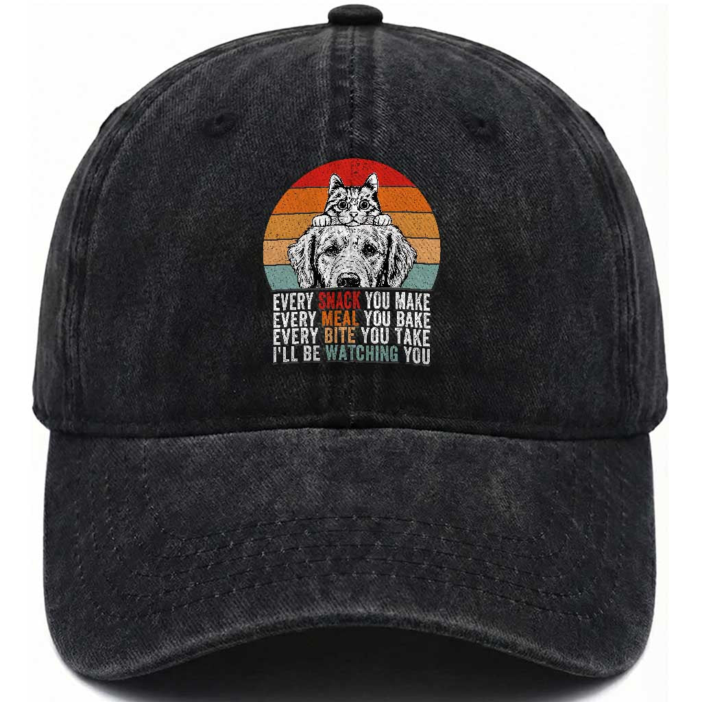 Every Snack You Make Washed Cotton Baseball Cap Funny Dog Cat Lovers