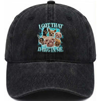 I Got That Dawg In Me Washed Cotton Baseball Cap Funny Chihuahua Dog Meme