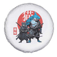 Samurai Cat Shark Spare Tire Cover Retro Japanese Animal Warrior Art - Wonder Print Shop