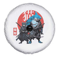 Samurai Cat Shark Spare Tire Cover Retro Japanese Animal Warrior Art - Wonder Print Shop