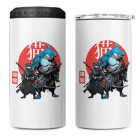 Samurai Cat Shark 4 in 1 Can Cooler Tumbler Retro Japanese Animal Warrior Art
