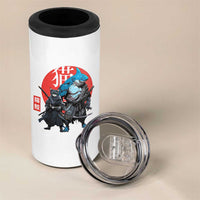 Samurai Cat Shark 4 in 1 Can Cooler Tumbler Retro Japanese Animal Warrior Art